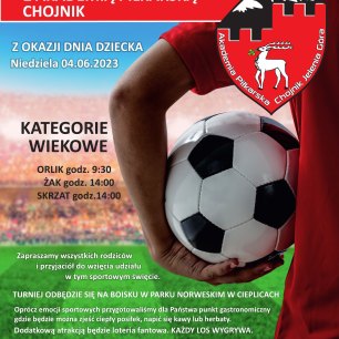 Plakat Turniej Piłki Nożnej z Akademią Piłkarską Chojnik